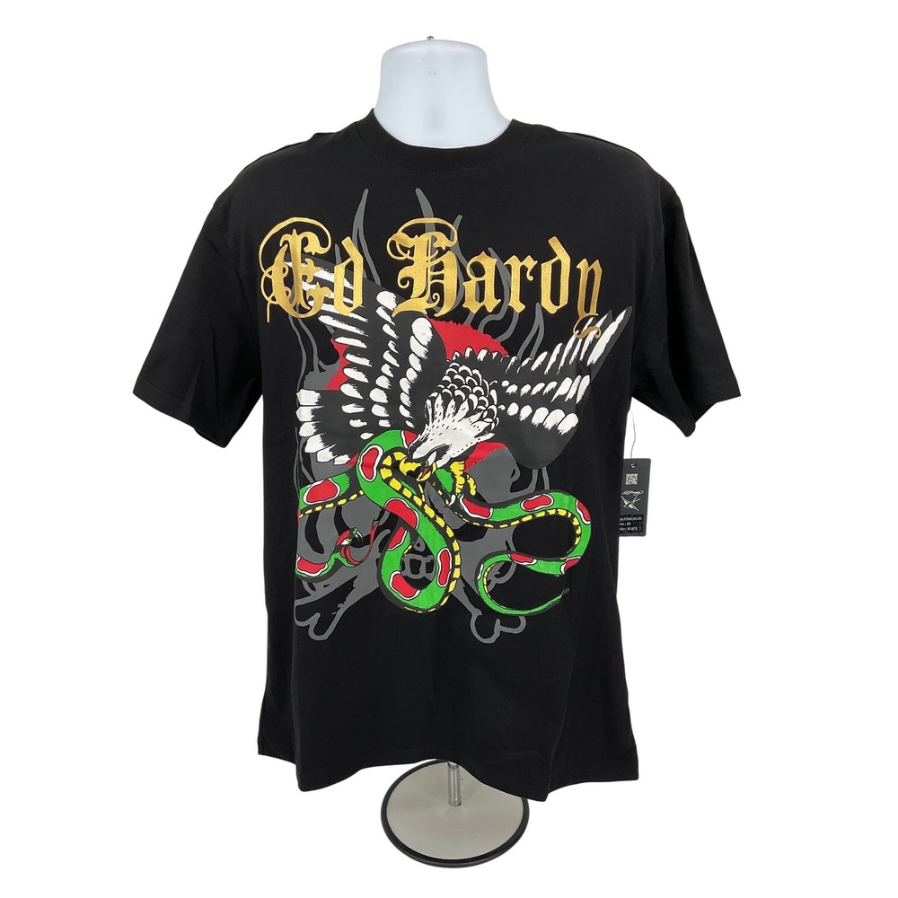 Ed Hardy Graphic Tee Eagle Snake Tattoo Design Short Sleeve T-Shirt M‎ #1180